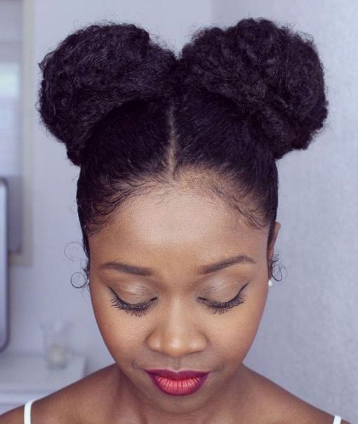 two buns updo for natural hair Very Easy Hairstyles, Cabello Afro Natural, American Hairstyles, Pelo Afro, Natural Hair Styles Easy, Penteado Cabelo Curto, Natural Hair Inspiration, Natural Hair Tips, African American Hairstyles