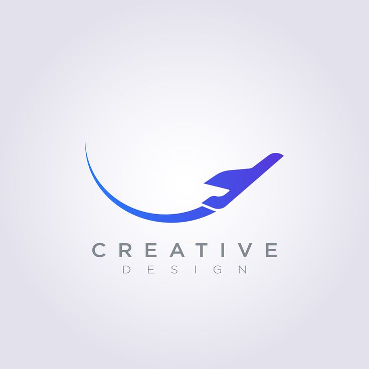 an airplane logo with the word creative design on it's left side and bottom corner