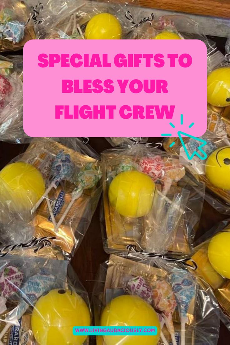 some yellow eggs in plastic bags with the words special gifts to bliss your flight crew