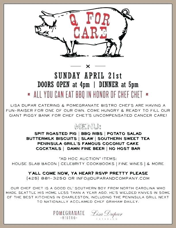 a flyer for a fundraiser event with an image of a pig and the words g for care