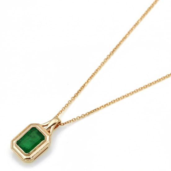 1.94 Ctw Emerald Pendant with Chain in 14K YG Metal-3.76 Grams W/Chain 18" Men’s Emerald Necklace, Luxury Gold Solitaire Gemstone Necklace, Classic 14k Yellow Gold Emerald Necklace, Classic Yellow Gold Emerald Pendant Necklace, Gold Emerald Necklace With Clavicle Chain For Formal Occasions, Formal Gold Emerald Necklace With Clavicle Chain, Timeless Gold Emerald Necklace, 14k Yellow Gold Emerald Necklace With 17 Jewels, Classic 14k Gold Necklace With Emerald Cut