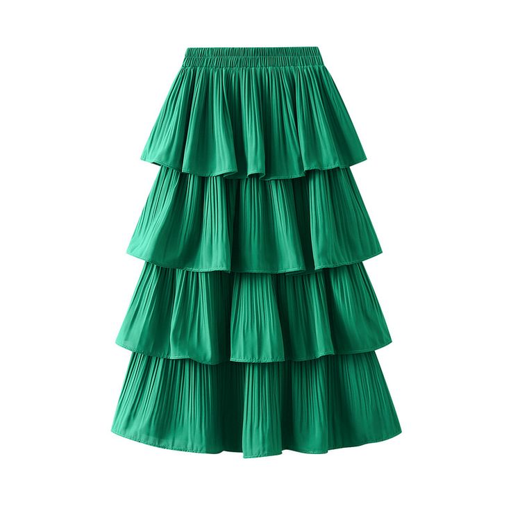 F00180189-500 Beach Dance, Skirt Tiered, Cake Skirt, Solid Skirt, Tiered Midi Skirt, Pleated Long Skirt, Pleated Maxi Skirt, Long Skirts For Women, Empire Dress