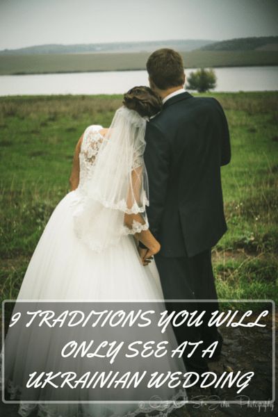 a bride and groom standing next to each other with the words 8 traditional you will only see at ukraine wedding