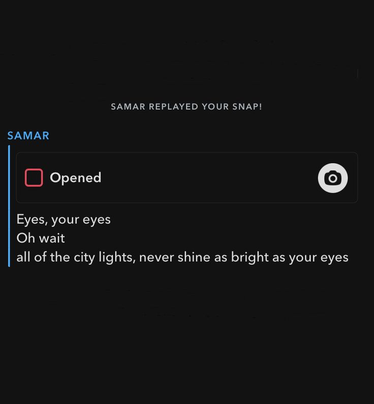 an image of someones eyes in the dark with text reading, samar replaced your snap