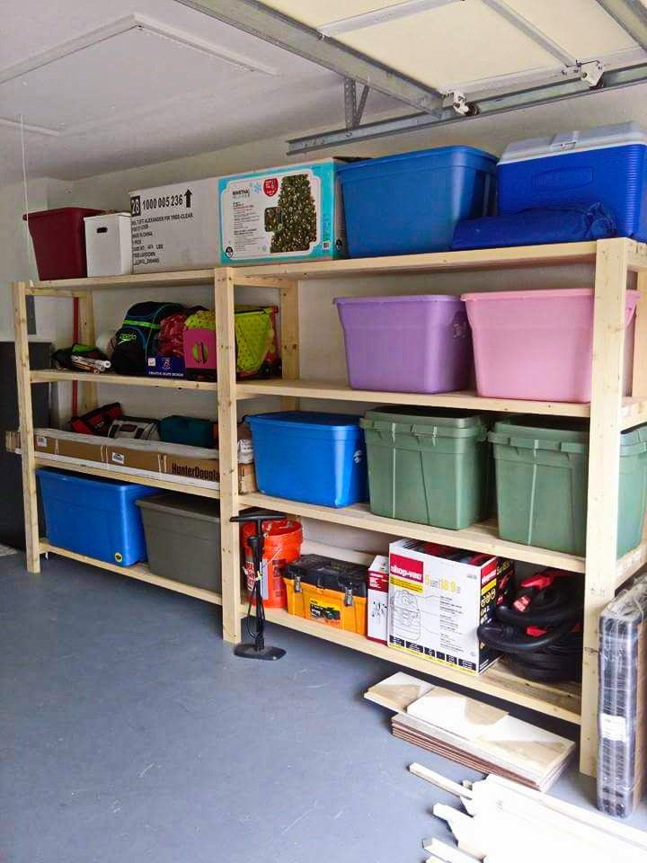 the storage room is filled with plastic containers