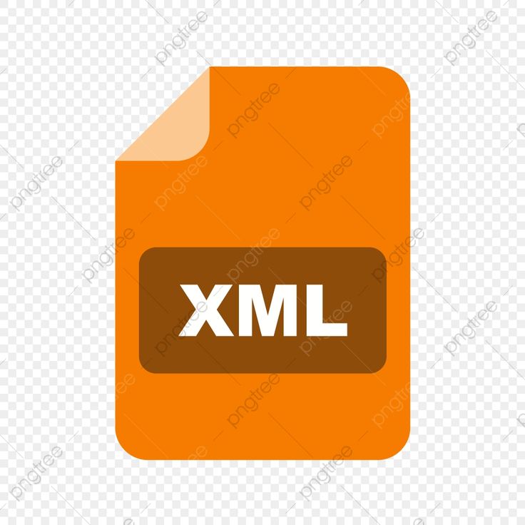 an orange file folder with the word xml on it in white letters, transparent background