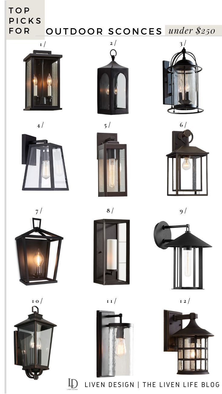 the top 10 outdoor sconces under $ 50, including one light and two lanterns