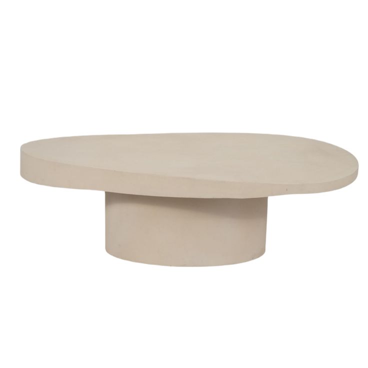 an oval table with a white base