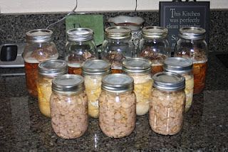 jars filled with food sitting on top of a counter