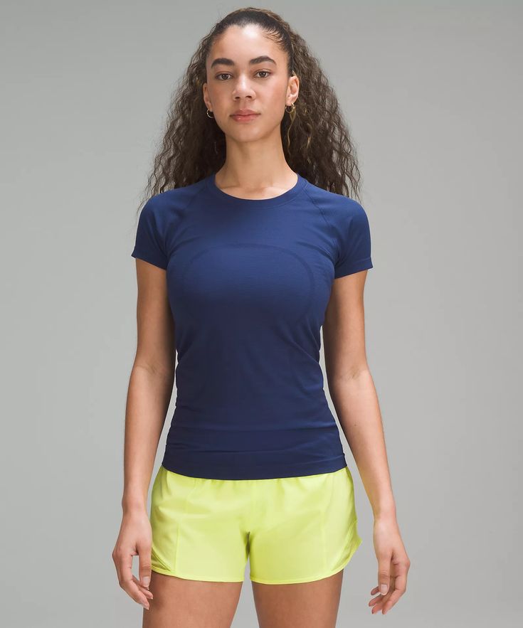 Swiftly Tech Short-Sleeve Shirt 2.0 | Women's Short Sleeve Shirts & Tee's | lululemon Swifty Tech Short Sleeve Lululemon Grey, Sporty Short Sleeve T-shirt By Lululemon, Lululemon Athleisure T-shirt With Moisture-wicking, Lululemon Go-dry Short Sleeve T-shirt, Lululemon Short Sleeve Athleisure Activewear, Lululemon Moisture-wicking Running Tops, Lululemon Sporty Moisture-wicking T-shirt, Functional Running Tops Lululemon, Lululemon Moisture-wicking Crew Neck Activewear