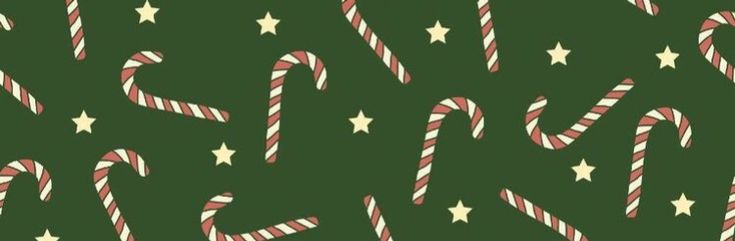 candy canes and stars on a green background