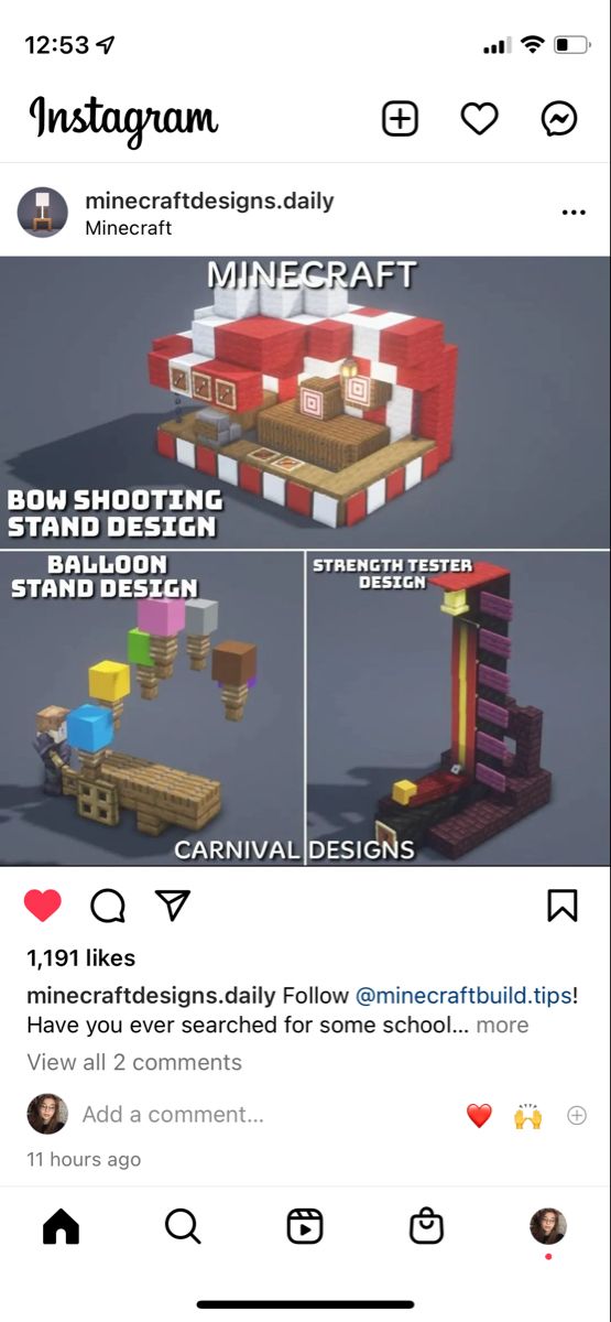 an instagram page for minecraft