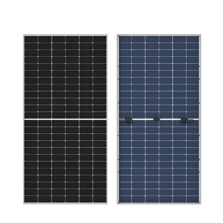 two solar panels side by side with one showing the top half and bottom half of the panel