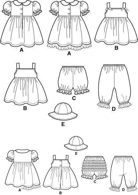 children's clothing and hat sewing pattern