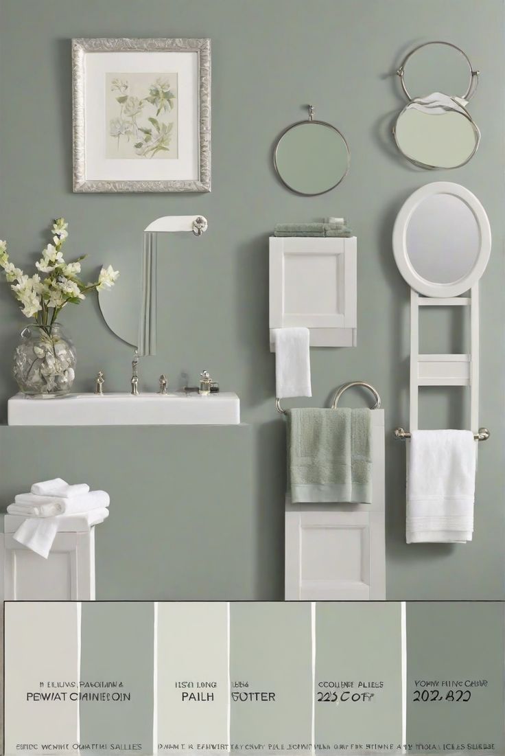 Home interior design, interior bedroom design, kitchen designs, living room interior Green Bathroom Cabinet Colors, Sage Green Paint Bathroom, Sage Green Cabinets Bathroom, Paint For Bathroom Cabinets, Pewter Green Sw, Light Green Bathroom, Sage Green Bathroom Ideas, Paint For Bathroom, Green Bathroom Paint