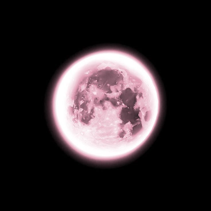 an image of the moon taken from space with pink light on it's side