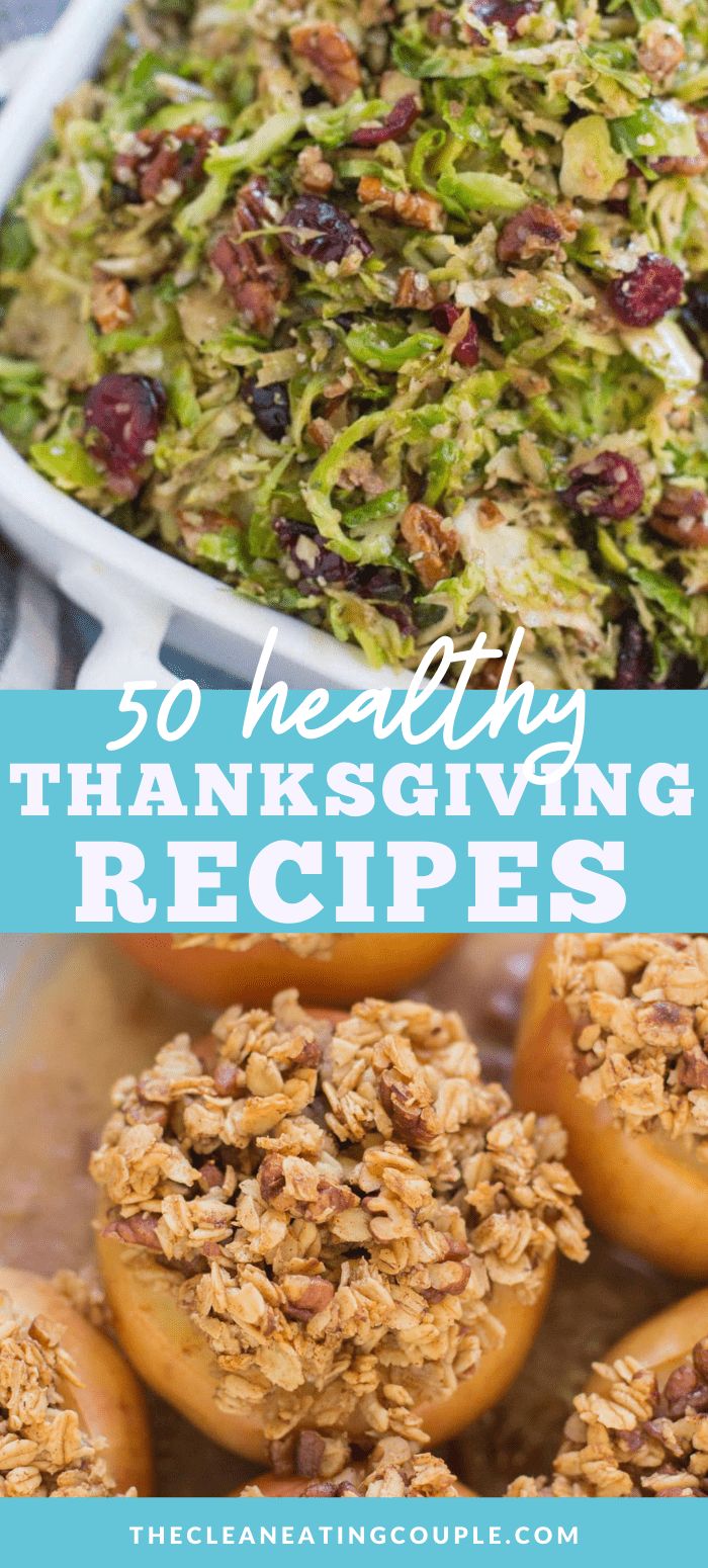 thanksgiving treats with text overlay that reads 50 healthy thanksgiving recipes