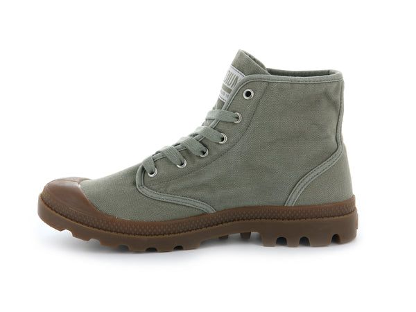 PAMPA HI - Palladium US Casual Lace-up Desert Boots For Hiking, Casual Mid-top Boots With Lug Sole, Casual High-top Boots For Adventure, Canvas Lace-up High-top Sneakers For Outdoor, Sporty Outdoor Boots With Vulcanized Sole, Casual Khaki Boots With Rubber Sole, Casual Boots With Lug Sole For Adventure, Casual High-top Hiking Boots With Lug Sole, Casual Adventure Boots With Lug Sole