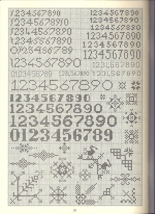 a cross stitch pattern with numbers and symbols on it, as well as the letters