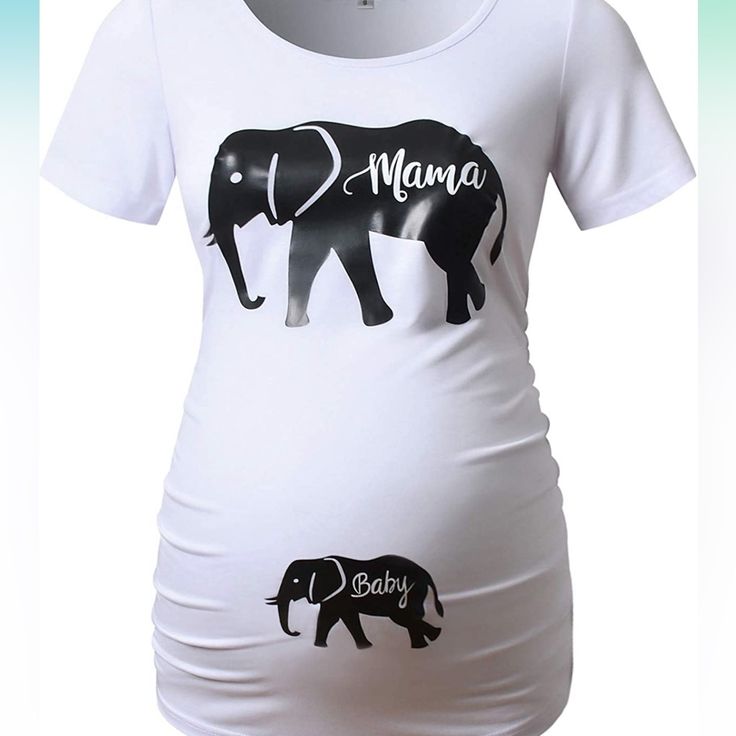 Very Beautiful Shirt For Women Very Cute And Relaxed For Pregnant Women White Short Sleeve Tops For Maternity Wear, White Short Sleeve Maternity Top, White Short Sleeve Maternity Wear Tops, White Casual Maternity T-shirt, Fitted Maternity Tops For Summer, Fitted Summer Maternity Tops, Casual White Maternity T-shirt, Casual Fitted Maternity T-shirt, Maternity Cotton White Tops