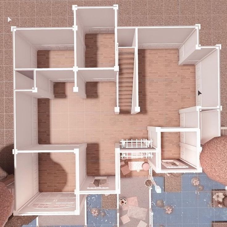 an overhead view of a house with stairs