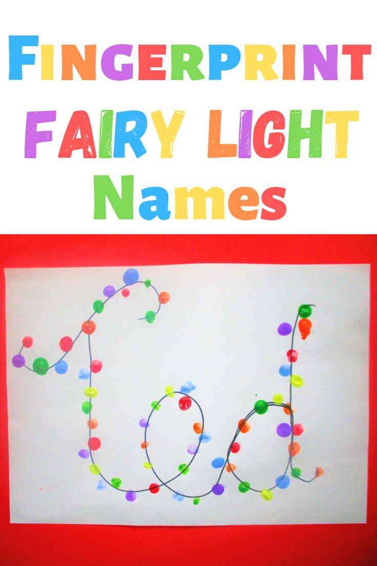 this is an easy and fun fingerprint fairy light name art project for kids