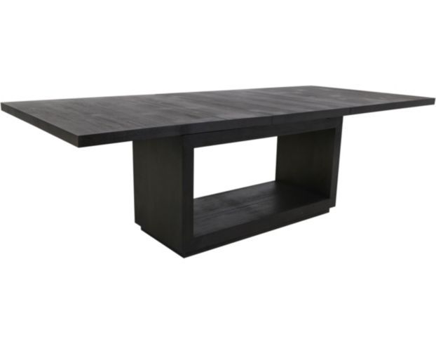 a black table with an open shelf on the bottom and one end in the middle