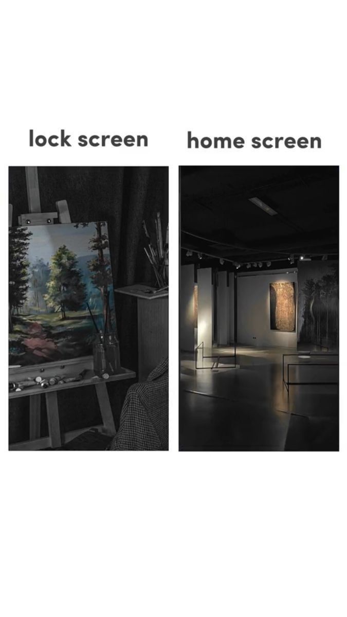 an image of two paintings in the dark with text that reads lock screen home screen