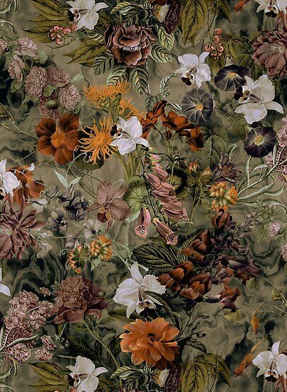 an image of a flower pattern on a wallpapered surface in shades of brown, orange and white