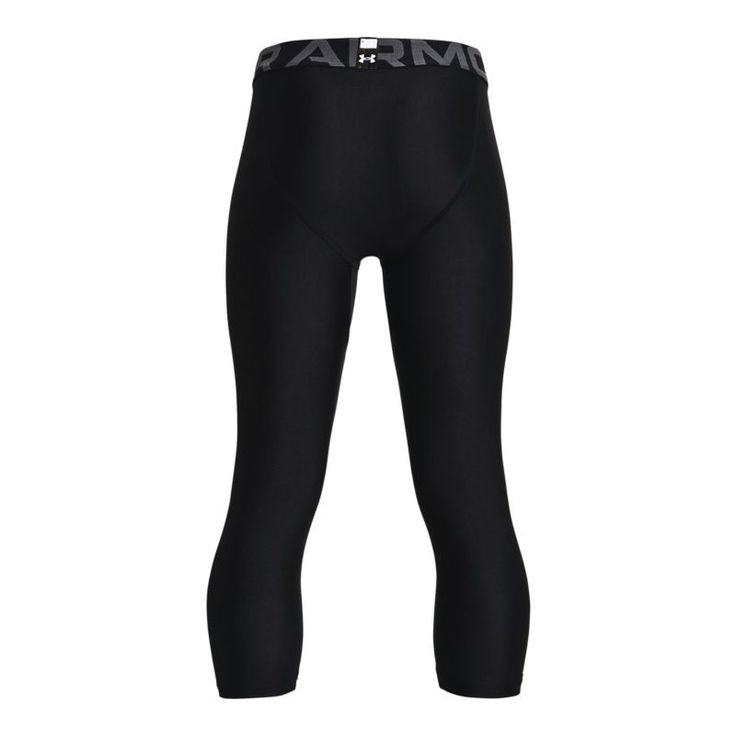 men's black leggings with the word arm in grey on the side