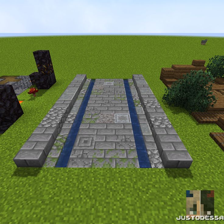 Minecraft Medieval Path Design, Path Ways Minecraft, Minecraft Path Design Stone, Minecraft Pathways Design Stone, Minecraft Sidewalk Ideas, Cute Path Minecraft, Cobblestone Path Minecraft, Dirt Path Minecraft, Medieval Pathway Minecraft