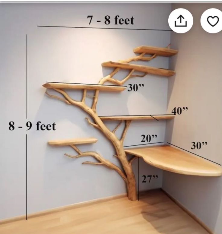 a tree shaped shelf is shown with measurements