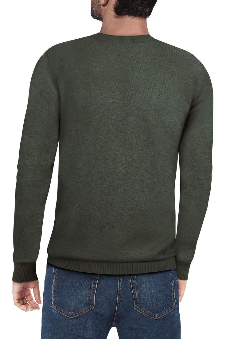 Pair this pullover sweater with any item in your closet for semi-casual style.Fit: this style fits true to size.- Crew neck- Long sleeves- Ribbed knit construction- Solid colorway- Approx. 28" length (size M)- Imported. Dry clean 50% nylon, 30% viscose, 20% polyester Casual Knit V-neck Sweater With Ribbed Cuffs, Casual Knit V-neck Sweater With Ribbed Collar, Green Winter Sweater With Ribbed Neckline, Winter Green Sweater With Ribbed Neckline, Casual Crew Neck Textured Knit Cardigan, Stretch Knit Sweater With Ribbed Cuffs, Crew Neck Sweater With Ribbed Collar For Layering, Knit V-neck Long Sleeve Sweater, Knit Turtleneck Sweater With Ribbed Neckline