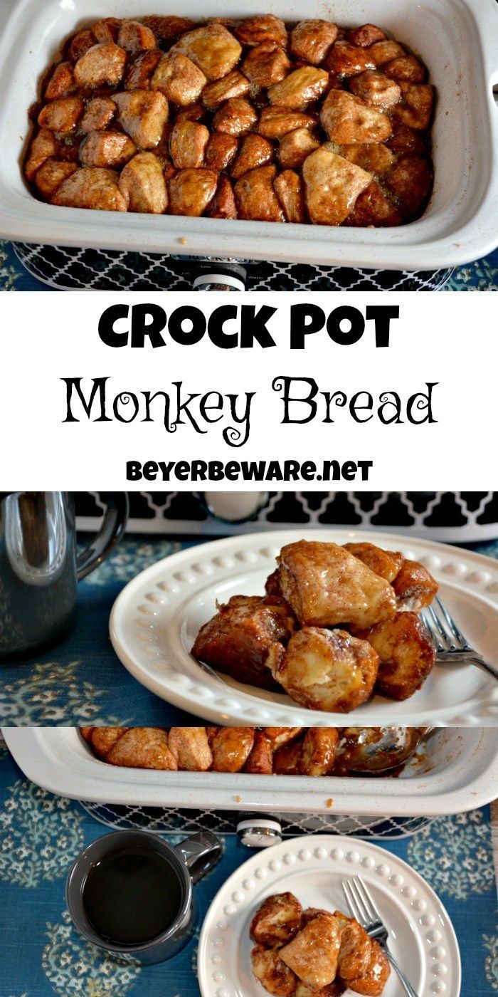 the crock pot monkey bread recipe is ready to be eaten and put in the oven