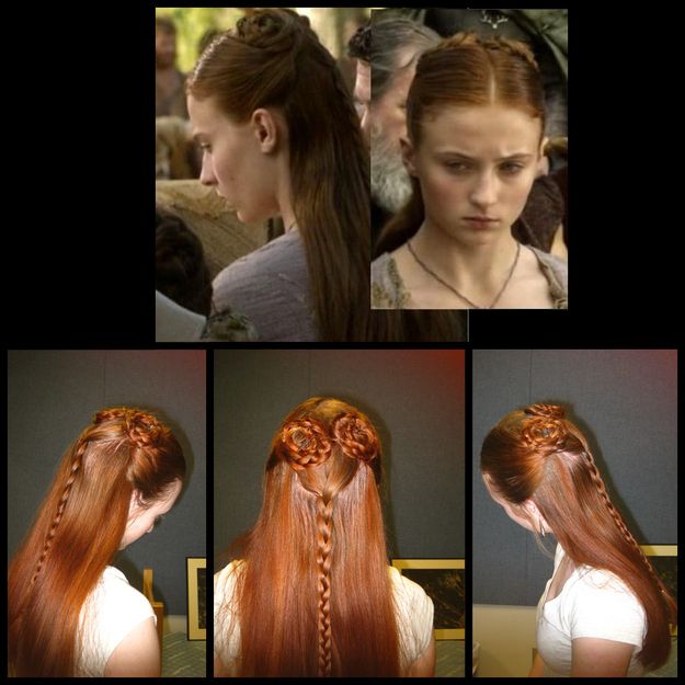 Ok, one more Sansa for good measure | Do You Want Hair Like Daenerys Targaryen? Game Of Thrones Hairstyles Sansa, Medevial Hairstyle, Hairstyle Sketches, Sansa Stark Hair, Fantasy Hairstyles, Targaryen Hair, Game Of Thrones Costumes, Inspo Hair, Hair Color Options