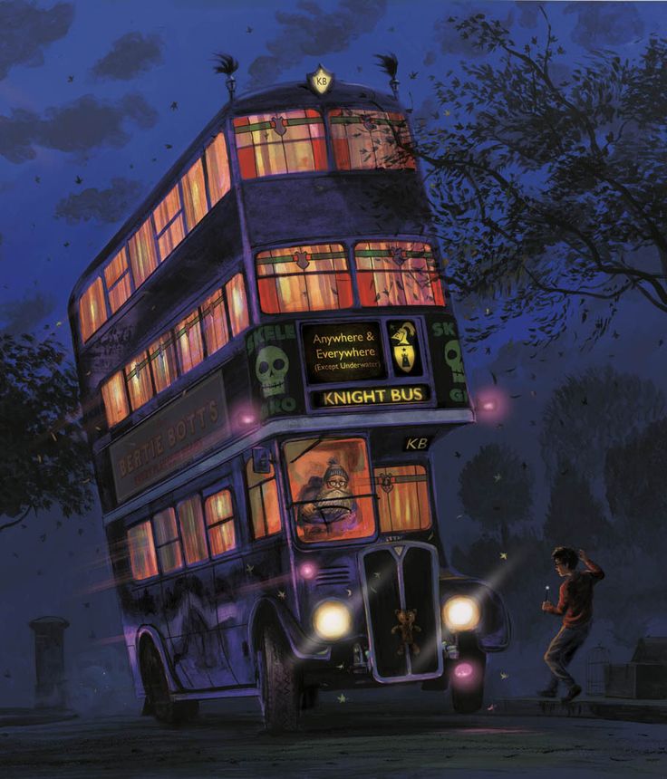 a double decker bus is lit up at night with people on the sidewalk below it