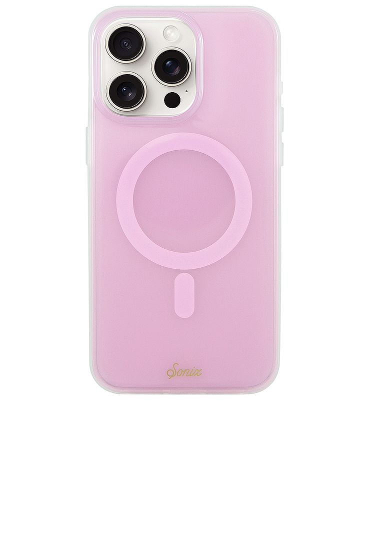 a pink phone case with an iphone in it