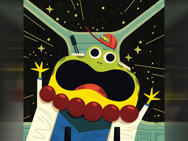 an image of a cartoon character with stars in the sky behind him and his mouth open