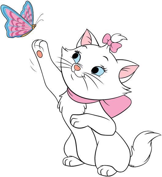 a cartoon cat playing with a butterfly