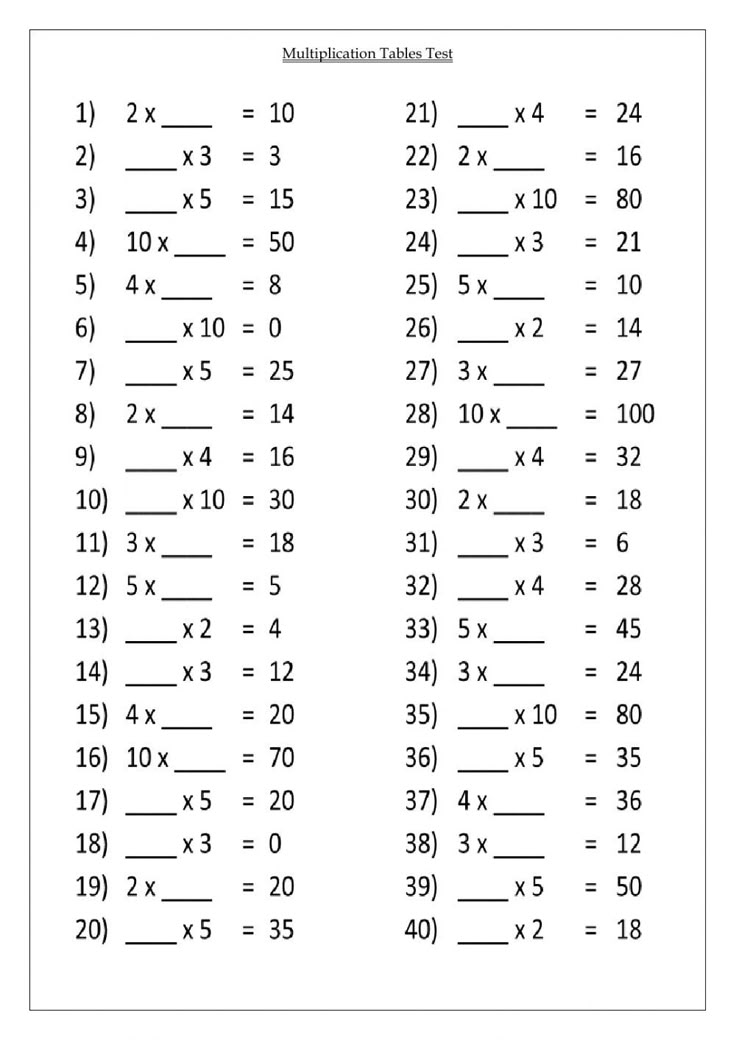 worksheet for the addition table with numbers and times to be used on it