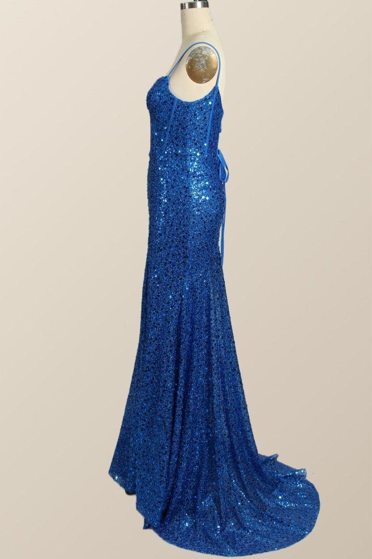 Королевская синяя платье для выпускного вечера Royal Blue Blue Mermaid Dress With Sweep Train, Blue Mermaid Dress With Sweep Train For Gala, Blue Mermaid Dress For Prom Season, Blue Sequined Mermaid Dress For Prom, Glamorous Blue Gown With Mermaid Hem, Blue Mermaid Dress For Formal Occasions, Blue Mermaid Dress With Sequined Fitted Bodice, Blue Mermaid Hem Gown For Prom Season, Blue Fitted Mermaid Dress With Fishtail