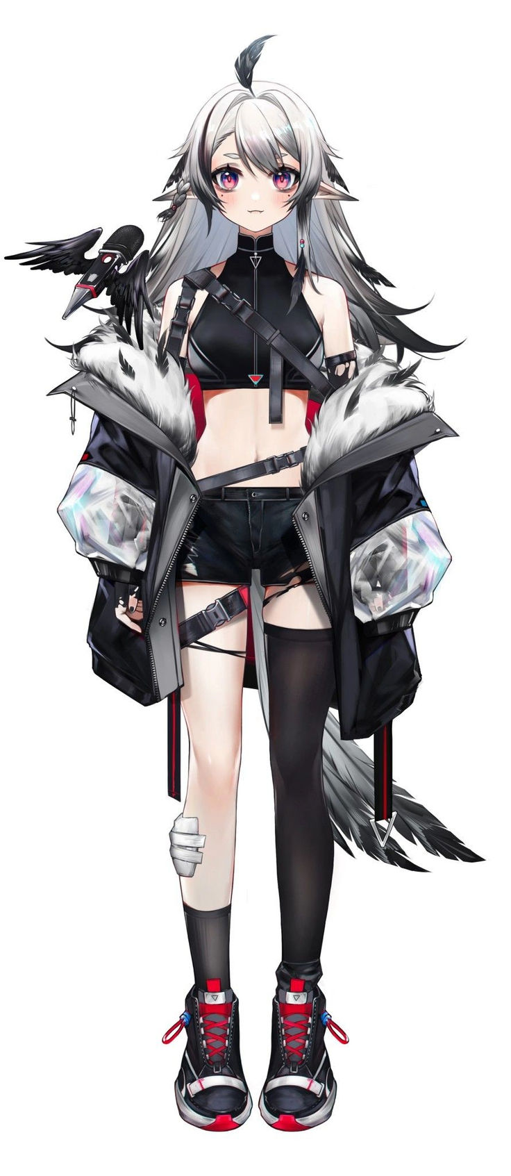 an anime character is dressed in black and white