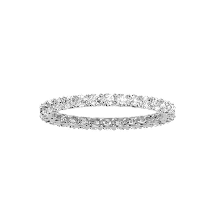 1.04 Carat Diamond 14K White Gold Eternity Ring - Fashion Strada White Eternity Band With Vs Clarity, White Vs Clarity Round Eternity Band, Oval Half Eternity Band In White Gold, Oval White Gold Half Eternity Band, White Gold Vs Clarity Round Eternity Band, White Eternity Band With Halo Round Band, White Gold Eternity Band With Vs Clarity, Timeless White Gold Eternity Band With Halo, White Gold Halo Eternity Band