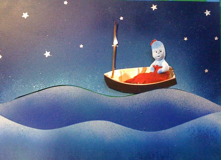 an image of a cartoon character floating in a boat