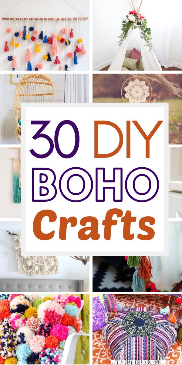 many different pictures with the words 27 diy boho crafts on them, including pom - poms and tassels