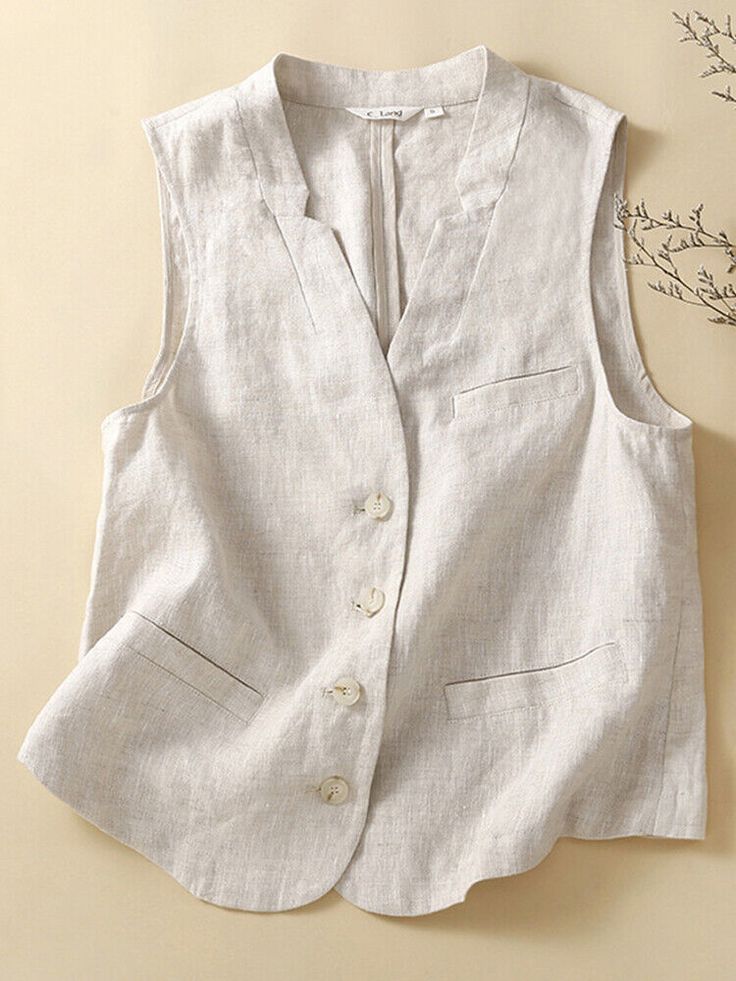 Coat Waistcoat Sleeveless Jacket Linen Vest Tops Retro Solid V Neck Loose Casual Package:1 pcs Waistcoat (Other Accessories are not included) Material:Linen Colors:blue,beige Size:M,L,XL,2XL Sleeve Length:Sleeveless Neckline:V-Neck Pattern:Solid Thickness:Thin Garment:Hand washing or machine washing,line dry. Attentions: 1.The Real Object May Exist Slightly Colors Differences Compared To Images As Different Computers Display.Caution If Minding,Thanks. 2.There Might Be A Manual Measuring 1-3 cm Error.Sorry For Any Inconvenience. 3.Please Prevail On Real Item, Model Images For Reference Only. 4.Attention!!!Please check the size chart carefully before placing the order. Sleeveless Vest Jacket, Cottagecore Clothes, Linen Vest, Waist Coat, Estilo Preppy, Style Preppy, Summer Linen, Casual Vest, Sleeveless Jacket