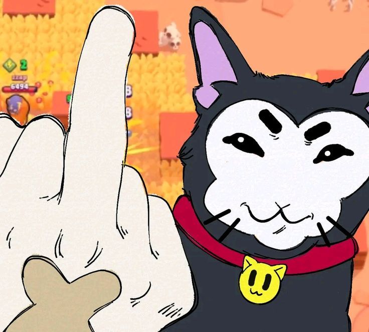 an animated black and white cat giving the peace sign with his hand in front of him