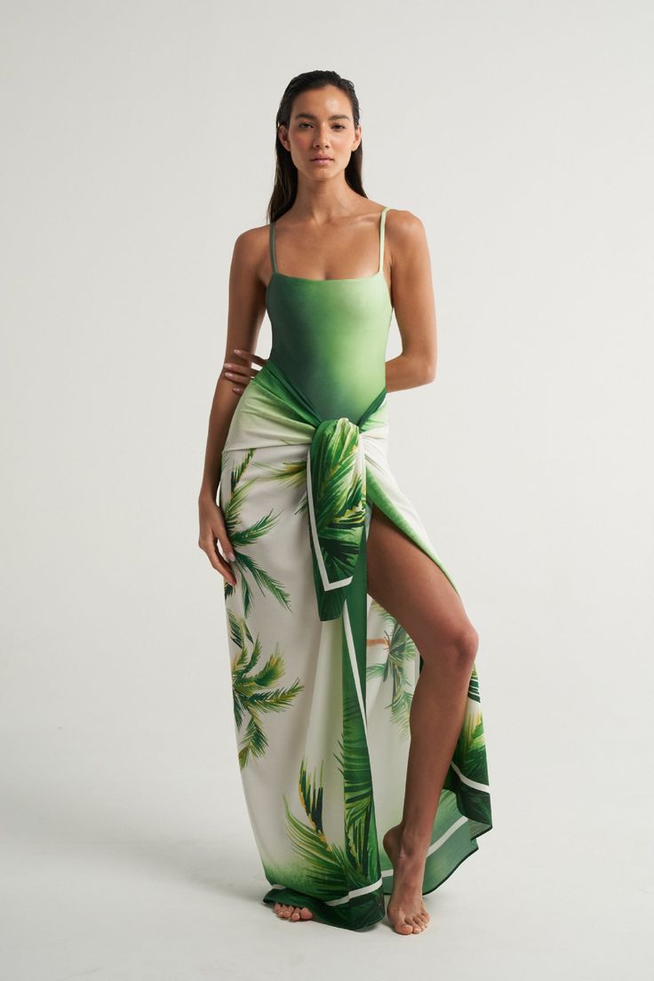 Oversized Sarong Palms - shopsigal Tropical Printed Sarong For Vacation, Tropical Printed Sarong For Beach Season, Green Tropical Print Sarong For Summer, Green Tropical Sarong For Poolside, Hawaiian Printed Sarong For Vacation, Tropical Green Sarong For Poolside, Printed Sarong For Vacation, Tropical Printed Swimwear For Resort, Tropical Style Wrap Sarong For Vacation