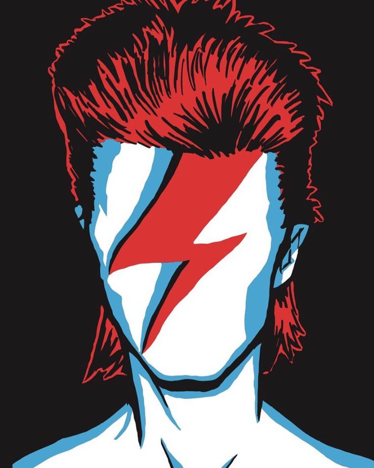 an image of a man with red hair and lightning bolt painted on his face in the style of pop art