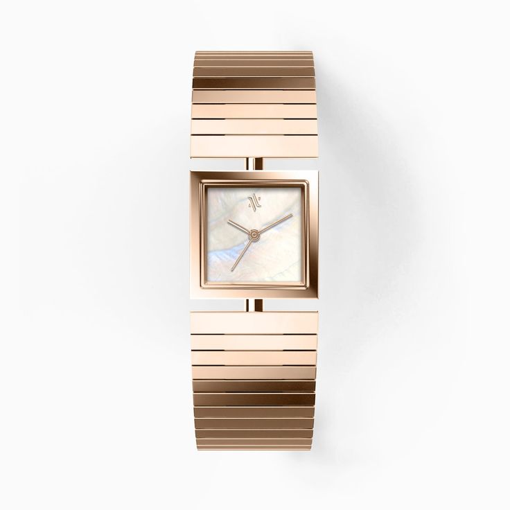 Linea's mesmerizing linear symmetry captivates the eye, perfectly fusing watch with bracelet. It features a hidden crown and a highly-intricate strap. The genuine white Mother of Pearl dial beautifully complements the polished rose-gold-plated stainless steel bracelet. Unique Watches Women, Pearl Watch, Pearl Rose, Minimalist Women, Rose Gold Watches, Watches Unique, Unisex Watches, Blue Pearl, Black Pearl